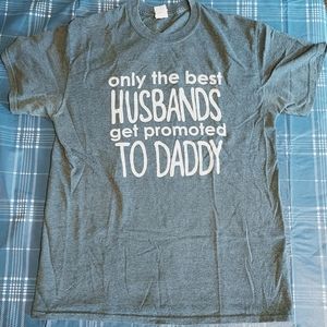 Only The Best Husbands Get Promoted to Daddy Blue/Gray Graphic Tee Men's S